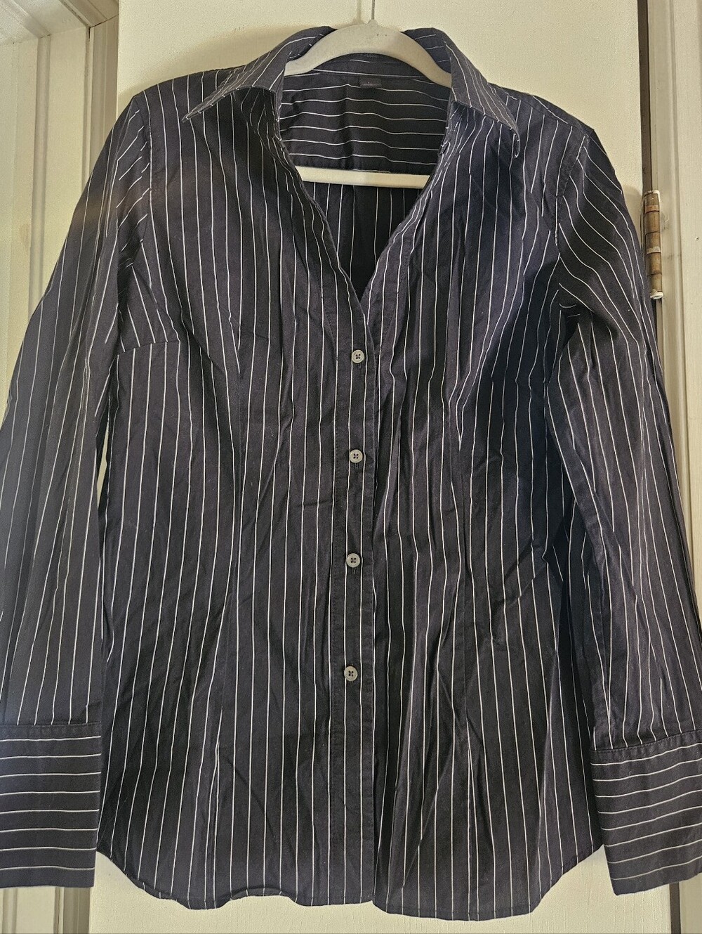 Express Design Studio Y2K Corporate Chic Pinstripe Shirt Large